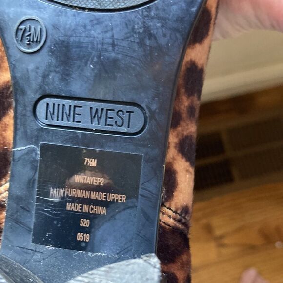 Nine West Cheetah Print Faux Fur Pull On Ankle Booties Size 7.5 - Picture 13 of 15